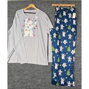 New NITE NITE MUNKI MUNKI Mens Polar Bear Christmas PAJAMAS Set. Size XXL